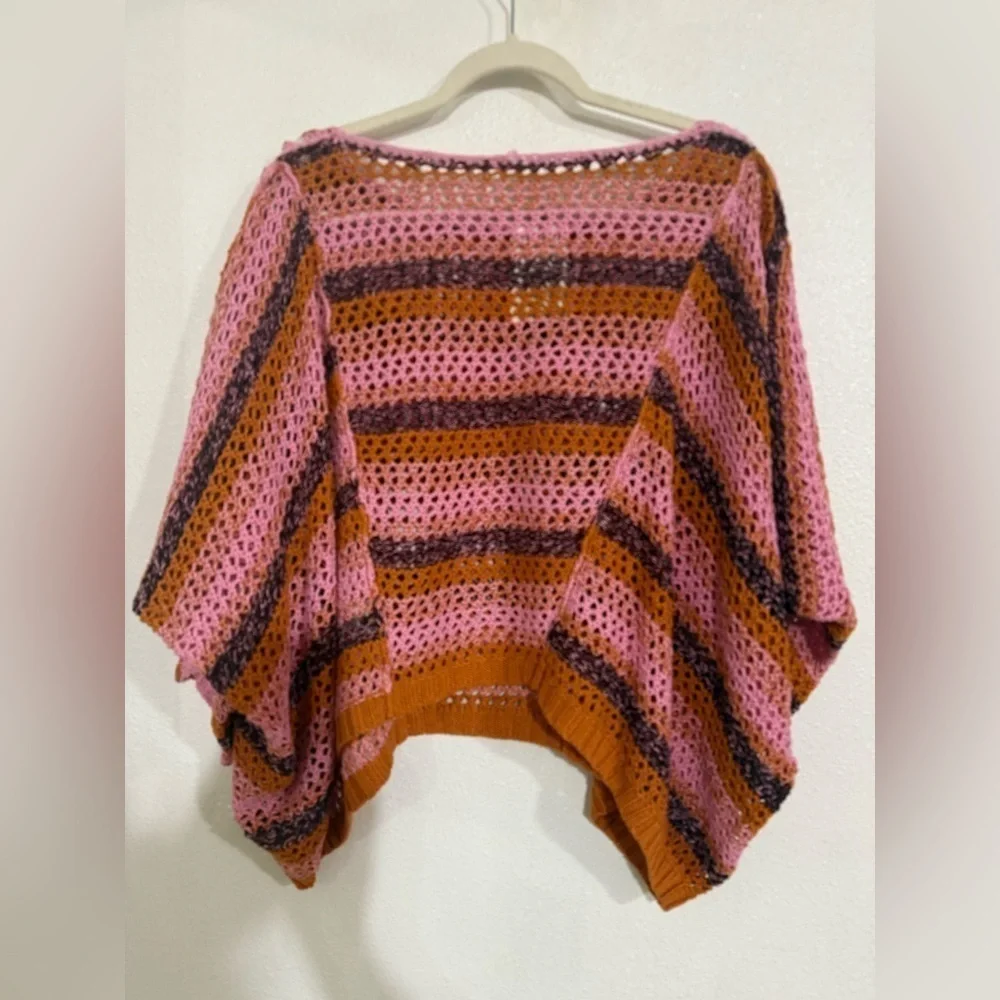 FREE people knetted poncho sweater with sleeves NWT multicolor oversize Sz M